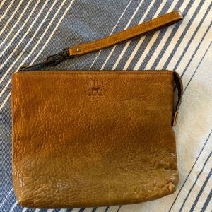 Will gold leather clutch, wallet, purse, wristlet